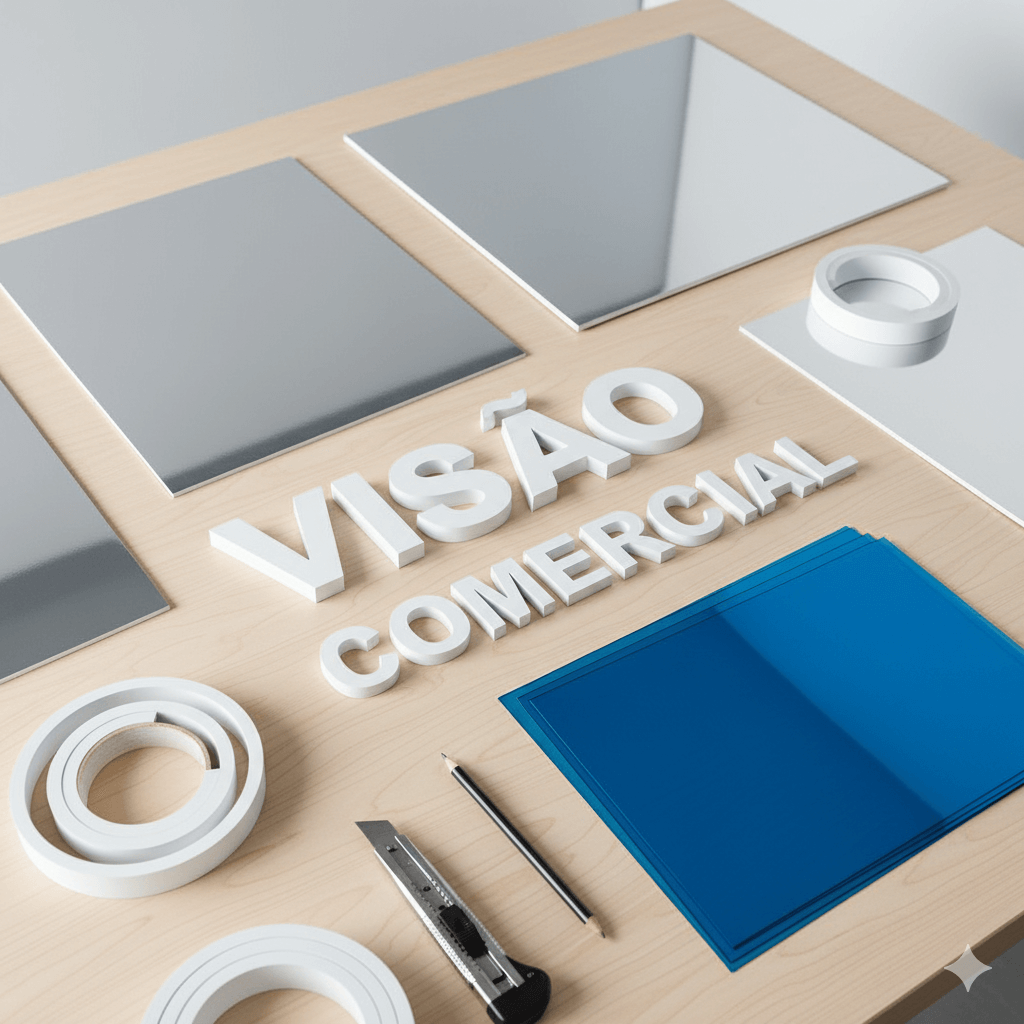 Letras de PVC cortadas e empilhadas